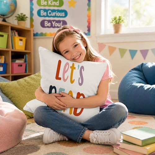 Rusenbao Kids Classroom Reading Corner Decor Throws Pillows Covers 18 x 18
