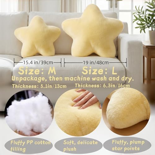 Star Pillow 15.4" Cute Yellow Decorative Throw Pillows for Couch Bed Sofa