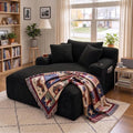 66" Chaise Lounge Chair Indoor, Corduroy Upholstered Reading Chair Oversized Boneless Chair with Deep Seat, Cloud Lounge Chair with 3 Pillows for Living Room, Bedroom, No Assembly Required