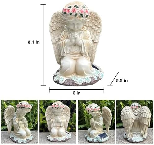 YODY Solar Garden Statues Outdoor Decor Angel with LED Light