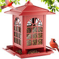 Birdream Bird Feeders for Outdoor Hanging, Assembly Required, 1-Min Easy Setup, Classic Courtyard Design, Attracting Cardinals Chickadees Goldfinches & Sparrows - Red