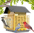 FlowaFoli Bird Feeders for Outdoors Hanging, Metal Bird Feeder with Double Suet Cage Cake, Large Capacity, Birdfeeders Sturdy & Weatherproof, Easy to Clean & Refill, Great for Attracting Wild Birds