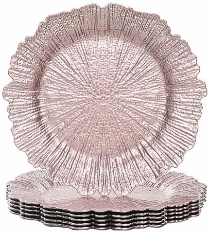 MAONAME Pink Charger Plates Set of 6, Reef Chargers for Dinner Plates