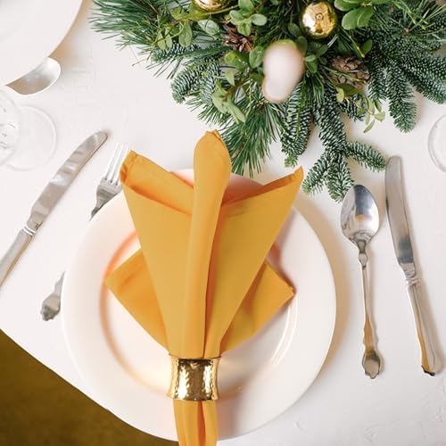 Ramanta Home Set of 12 Polyester Cloth Napkins 18x18 Inches, Mustard