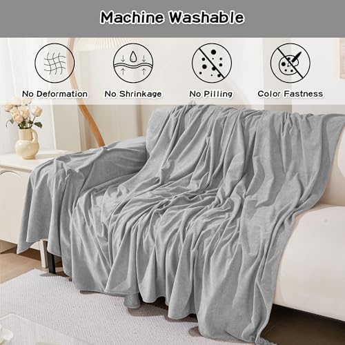 MEETSKY Couch Cover for 3 Cushion Sofa,Cat Scratch Proof Couch Protector Washable Sofa Covers Sectional Couch Covers for Dogs Soft L Shape Sofa Slipcover for Pets Kids, 91" x134”,Light Grey