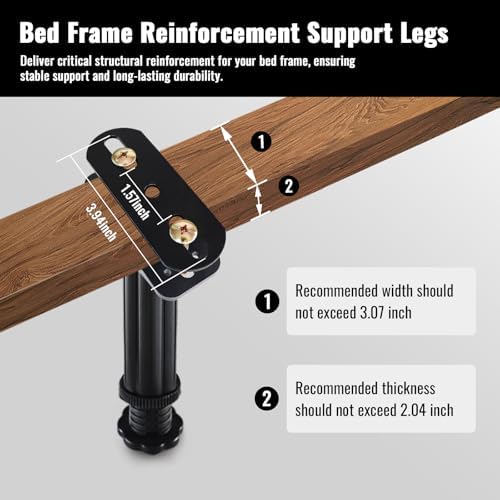 YHK 4PCS Adjustable Height Bed Support Legs 5.0-7.8inch, Bed Frame Support Legs for Bed Slat and Frame, Plastic Bed Frame Support Replacement Bed Support Reinforcement Parts