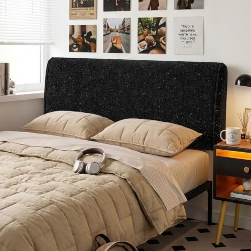 Pinmoco 4.7" Upholstered Headboard for Full Size Bed, Height Adjustable and Ergonomic Headboard, Easy Assemble, Sturdy and Durable, Starry Night Black