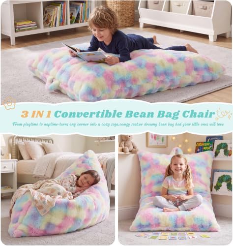Hobestluk 3 in 1 Small Bean Bag Chair Comfortable Chair Floor Cushions