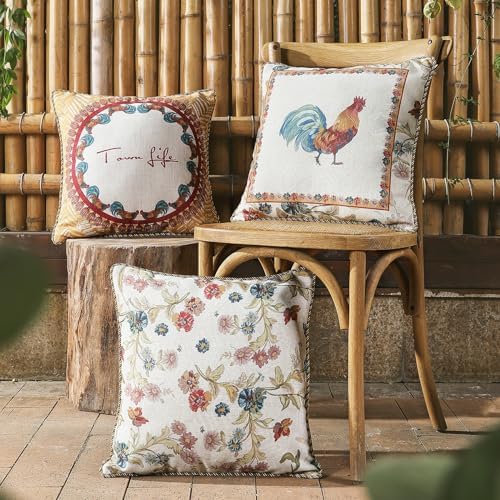 patdrea Designer French Vintage Pillow Cover,18"x18",Set of 2