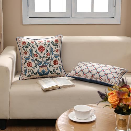 patdrea Designer French Vintage Throw Pillow Cover,18"x18",Set of 2