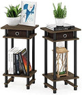 Furinno Turn-N-Tube Set of 2 Toolless 3-Tier Side Table, Columbia Walnut