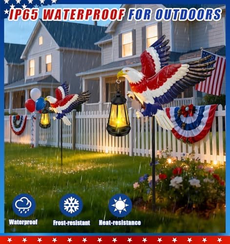 Solar Lights Outdoor 29.9in Metal Eagle with Solar Lights Garden Stakes