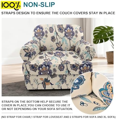 NILUOH 2-Piece T-Cushion Armchair Slipcover, Stretch Chair Cover with Separate Seat Cushion Cover, Soft Washable Furniture Protector for Living Room