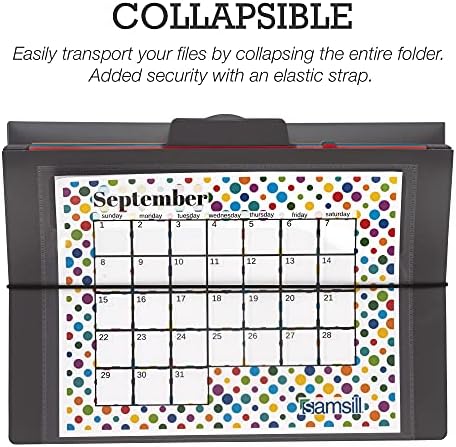 Samsill Cascading Wall File Organizer, Classrom Organization and Storage, 6 Removable Poly Hanging File Folders, Command Center Wall Organizer, Gray with Assorted Color Folders