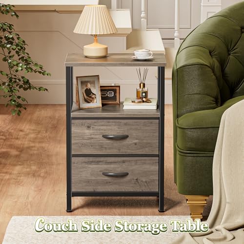 Huuger Night Stand Set of 2, Nightstand with 2 Drawers, Bedside Table