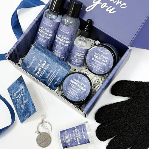 Birthday Gifts Baskets for Men Bath Spa Set, Ocean-Scented, 12Pcs