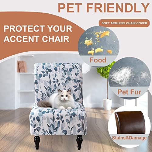 Eco-Ancheng Armless Chair Slipcover Removable Armless Accent Chairs Covers Washable Armless Slipper Chair Slipcover Printed Armless Chair Furniture Protector Covers for Living Dining Room Hotel
