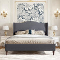 koorlian Queen Size Upholstered Bed Frame with 51'' Tall Headboard, Grey