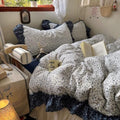 Vintage Floral Duvet Cover Twin Size 3 Pcs,Ruffled Bedding 68"×86"