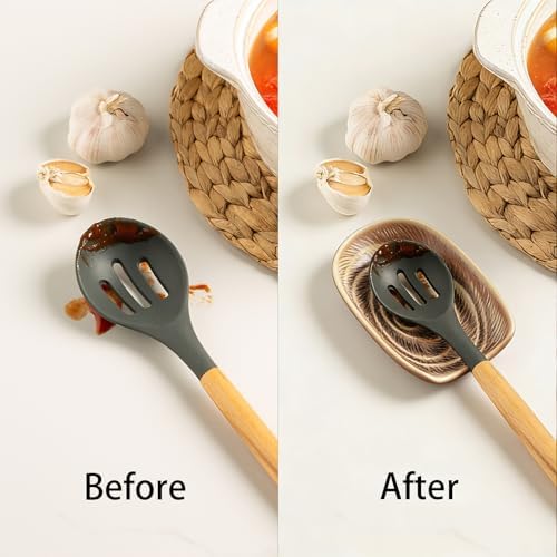 Ceramic Spoon Rest for Stove Top, Spoon Holder for Kitchen Counter