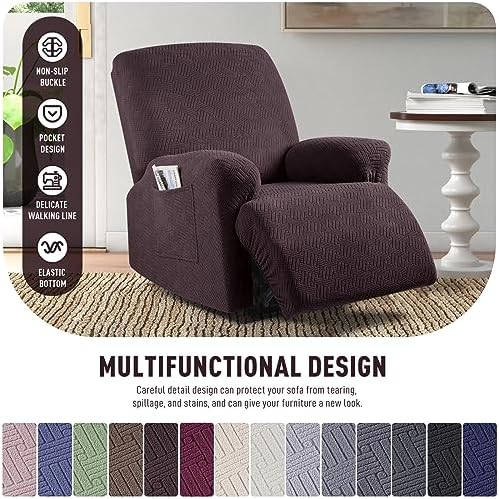 KinCam Recliner Chair Covers, Stretch Reclining Cover, Dark Coffee