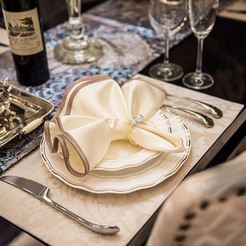 KPOSIYA Pearl Napkin Rings Set of 12 Gold Napkin Holder for Table Decor
