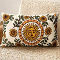 Embroidered Lumbar Pillow Cover 20x12 Inch, Sunflower Moon