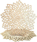 Juvale 10 Pack Gold Vinyl Placemats - 14.4" x 14.4" Round Table Mats and Plate Chargers with Leaf Design for Elegant Table Decor and Protection - Stylish Charger Plates for Events and Wedding Parties