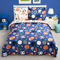 Joiedomi Kids Comforter Set Bedding Set for Boys Girls Super Soft Microfiber Bed in a Bag with Comforter Sheets Pillowcase Sham, Blue Ball Sports, Full