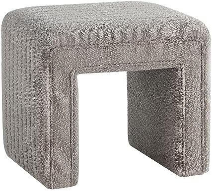 Get Set Style Vanity Stool Chair, Fully Assembled Modern Boucle Ottoman Footstool with Wooden Legs, Multifunctional Upholstered Sofa Bench Extra Seat for Makeup Room Living Room Entryway Office,Taupe