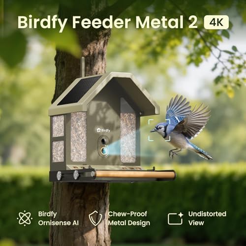 Smart Bird Feeder with Camera 4K, 2.4/5GHz Wi-Fi (Birdfy Metal 2 4K)