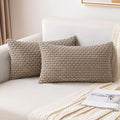 MIULEE Lumbar Decorative Throw Pillow Covers 12x20 Light Brown Corduroy