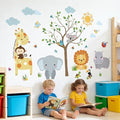 Animal Wall Stickers Decals for Kids: Baby Room Nursery Decor with Jungle Safari Theme Peel and Stick Removable Vinyl - Ages 0-12 Years
