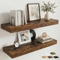24 Inch Floating Shelves for Wall, 8"D Wood Storage Shelves, Brown Finish