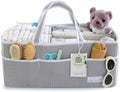 Baby Diaper Caddy - Organizer Tote Bag for Infant Boy or Girl - Baby Shower Basket - Nursery Must Haves - Registry Favorites - Newborn Caddie Car - Gray/Gray, Extra Large