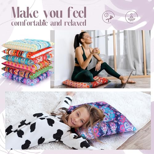Menkxi 6 Pcs Bohemian Floor Pillows 15 Inch, Stylish
