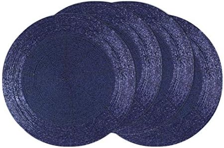 COTTON CRAFT Glitz Handmade Beaded Charger Placemats - Set of 4 - Navy