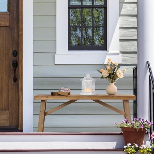 Wnutrees Sawmill Long Solid Wood Bench,43" Farmhouse Entryway Bench,Natural
