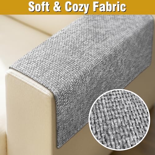 Couch Arm Covers, Sofa Arm Covers, Waterproof Armrest Cover for Sofa, Armchair, Loveseat, Non-Slip Recliner Arm Cover, Headrest Cover, Arm Chair Covers Set of 2 (Light Gray, 26"×26")