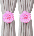 Curtain Tiebacks， Rose Magnetic Curtain Holders，Elegant 2 Pack Decorative Rope Holdback Holder, Home Decor Thin or Sheer Window Drapries Bed Canopy (Pink)