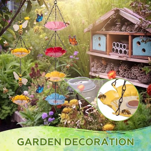 2 Pcs Mini Hanging Bird Bath, Bee Water Station, Bees & Flower