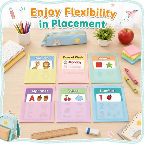 6Pcs Plastic Oversized Wall Pockets 12.6 X 9.4 Inch Hanging Wall File Organizer Hanging File Folders Holder Mail Organizer for Back to School Classroom Home Office Teaching Supplies (Pastel Color)