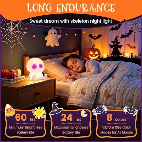 YR YRHH-PET Skeleton Skull Lamp, Halloween Decor Gift, Kid Cute Night Light