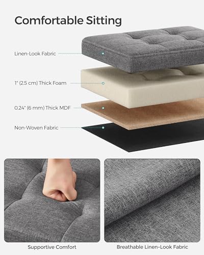 SONGMICS Small Folding Storage Ottoman, 15.7 x 12.2 x 12.2 Inches