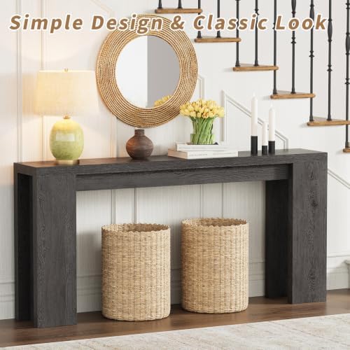 karlott 70.9" Extra Long Console Table, Farmhouse Entryway Table, Black