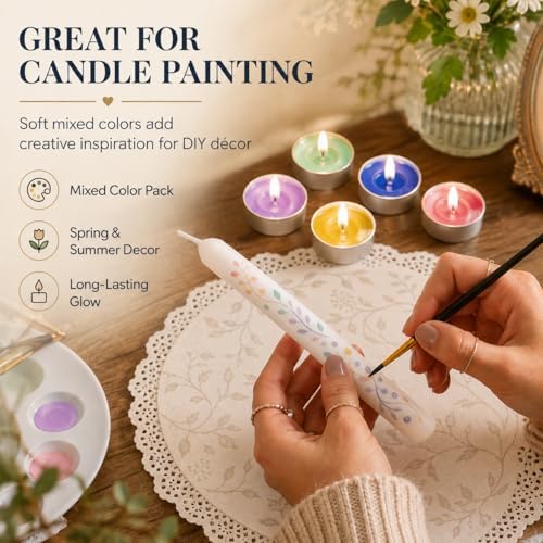 MAQIHAN 25pcs Tea Light Candles Bulk - Mixed Color Soy Votive Mini Candles
