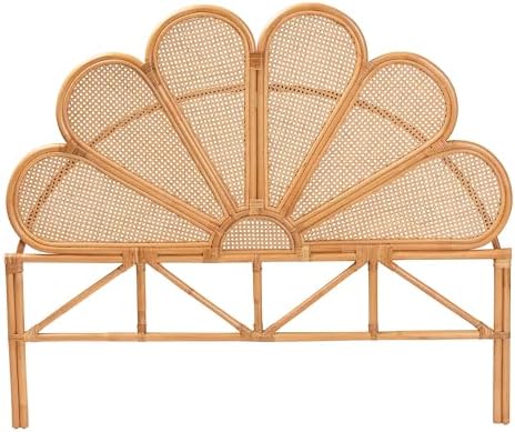 Bali & pari Flower Modern Bohemian Honey Rattan King Size Standalone Headboard