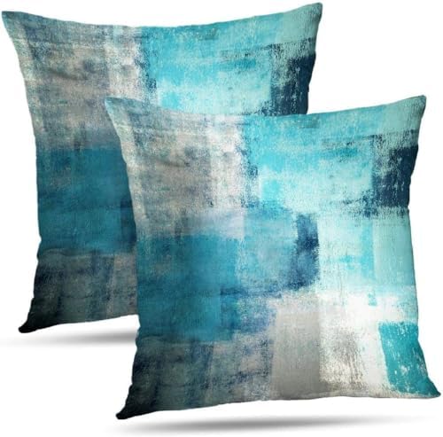 Throw Pillow Covers for Couch, 18x18 Inch, Set of 2, Turquoise