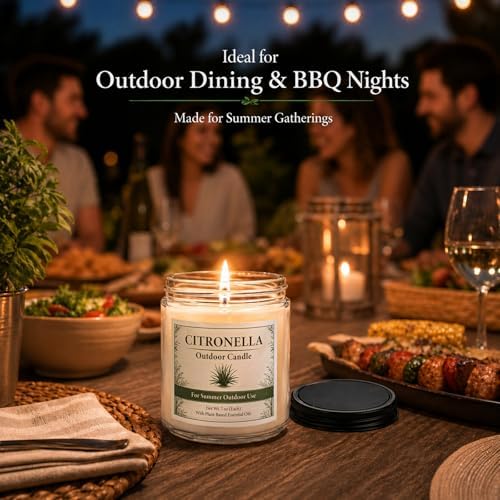 Citronella Candles Outdoor - 6 Pack Soy Wax Citronella Candles