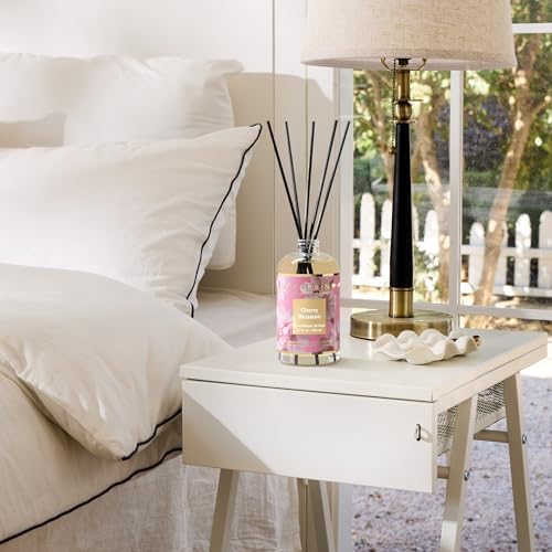 Cocorrína Reed Diffuser Refill Cherry Blossom 17oz (500ml) with 8 Sticks - Premium Long-Lasting Scented Oil, Home Fragrance for Bedroom, Bathroom Home Decor